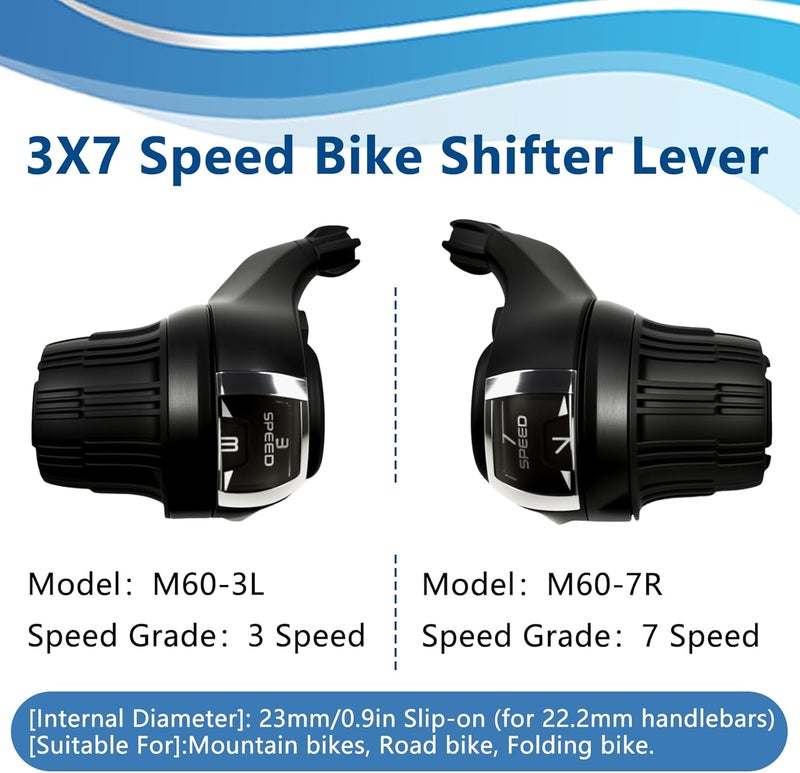 PATHGNAR 3x7 Speed Shifter Lever, Bicycle Twist Grip Lever 21 Speed Bike Shifter for MTB Mountain Bike 1 Pair - Image 2